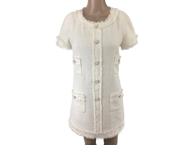 Edward Achour Dress Cream Cotton  ref.48745