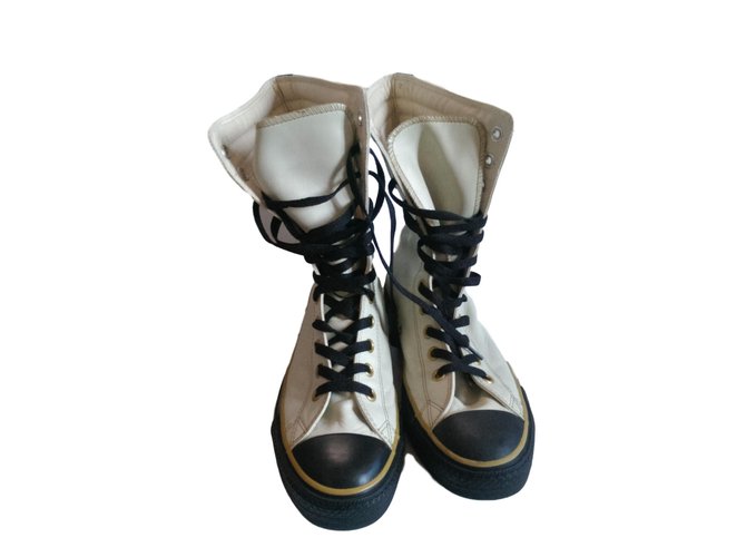 Converse Sneakers Black Beige Leather  ref.48759