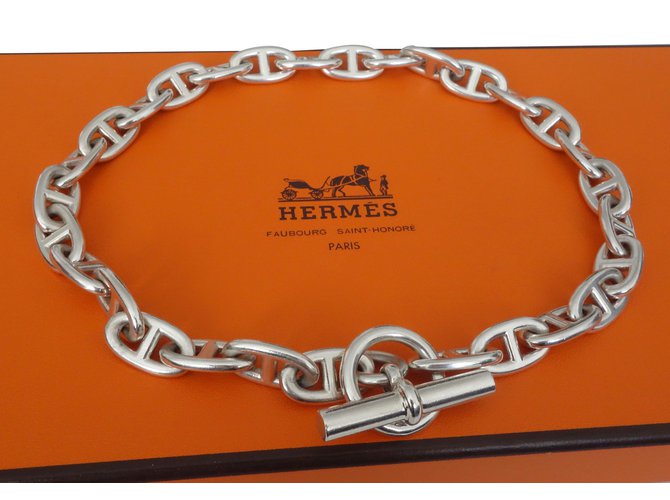 Hermès Long necklaces Silvery Silver  ref.48767