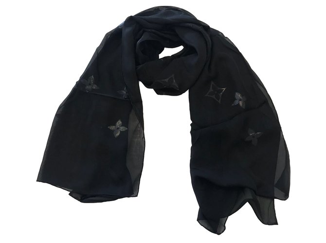 Louis Vuitton Scarves Black Silk  ref.48795