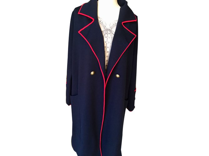 Zara Coats, Outerwear Navy blue Synthetic  ref.48859