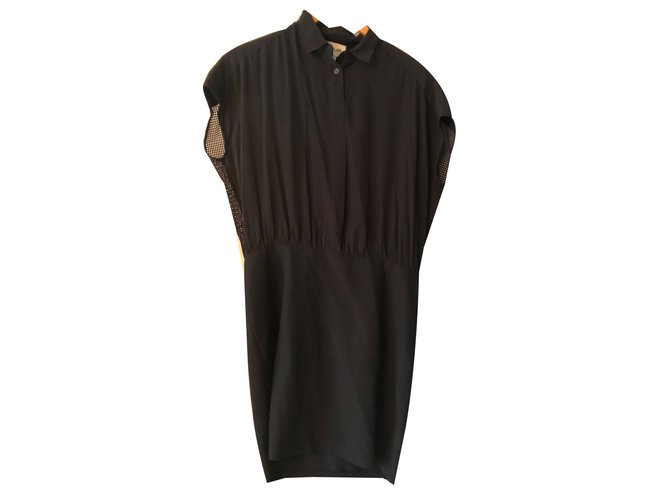 Bel Air Robe Soie Polyester Noir  ref.48877
