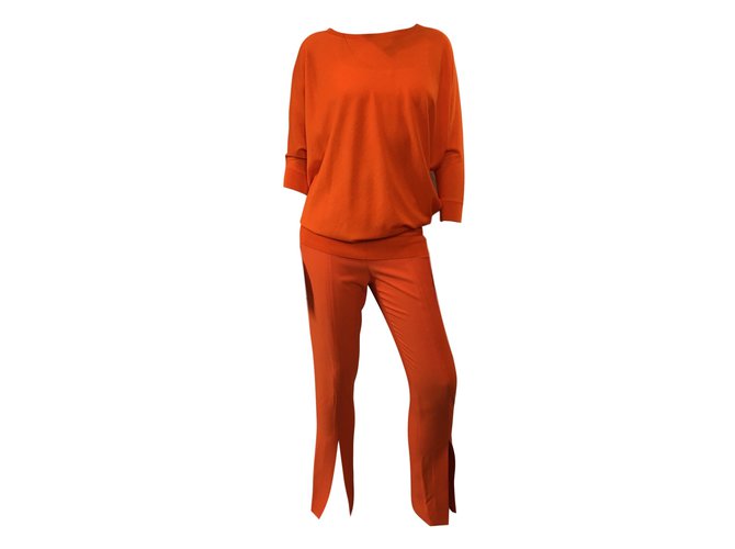 Pull et pantalon orange Alexander McQueen Laine Polyamide  ref.48905