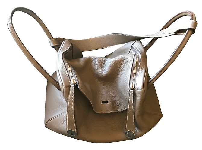Bolsa de mão Hermès Lindy 34 em couro Etoupe Marrom
