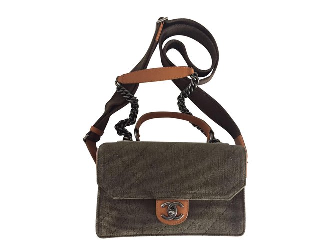 Chanel canvas and leather Brown  ref.48980