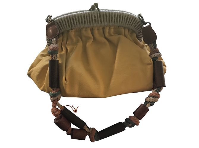 Borsa Balloon Marni in pelle d'agnello gialla Giallo