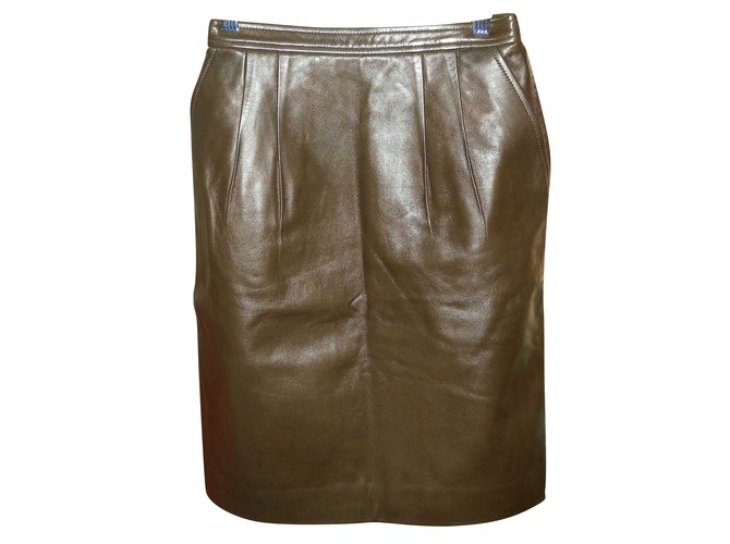 Yves Saint Laurent Skirt Dark brown Leather  ref.49088