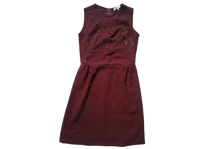 Sandro ärmelloses Kleid bordeaux Polyester Größe 1