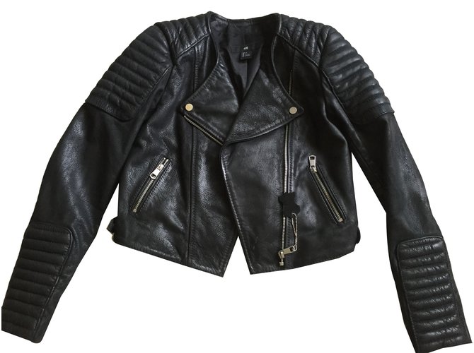 Autre Marque H & M Bikerjacken Schwarz Leder  ref.49236