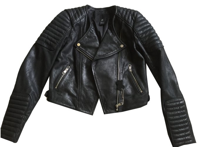 Autre Marque H&M Biker jackets Black Leather  ref.49236