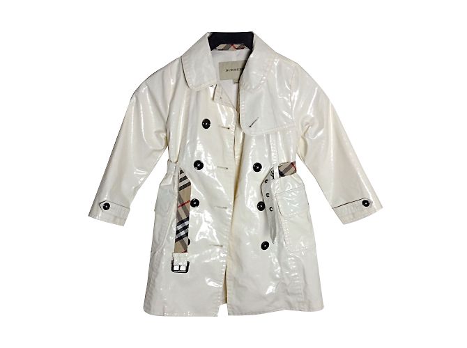 Burberry Mädchen Mantel Weiß Baumwolle Nova Check