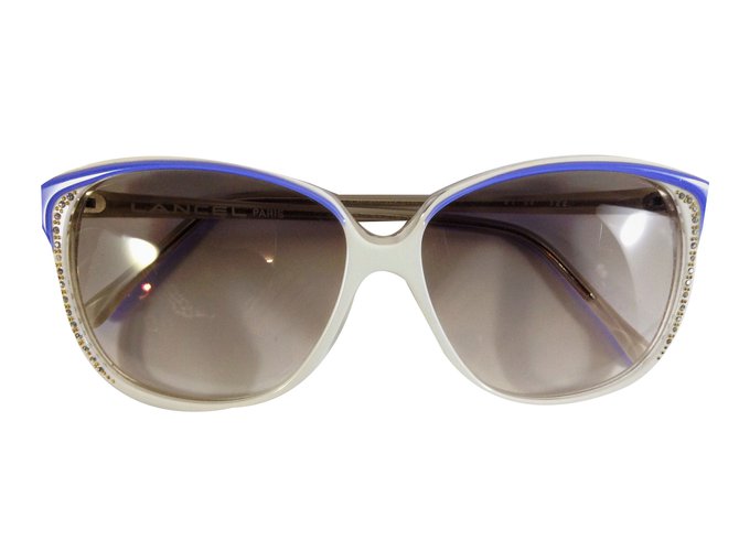 Lancel Sonnenbrille Weiß Blau Kunststoff  ref.49313