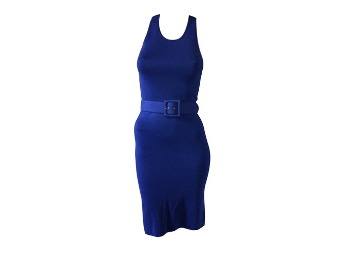Gucci Dress Blue Leather Viscose Elastane Polyamide  ref.49402