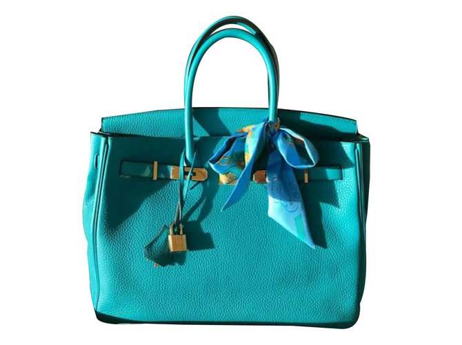Hermès Birkin 35 Azul Couro  ref.49420