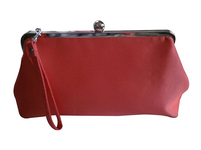 Rochas RN Satin Clutch Tasche Koralle