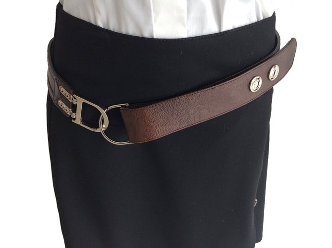 Christian Dior Belts Dark brown Leather  ref.49469