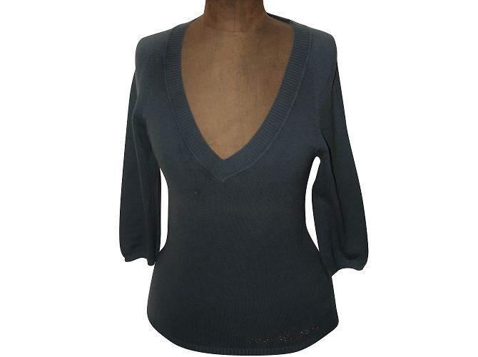 Calvin Klein Baumwollpullover V Ausschnitt Grau 
