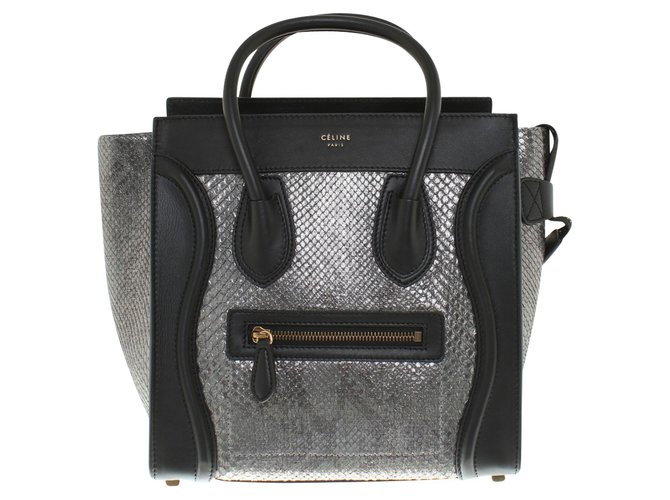 Céline Handbags Black Grey Leather Exotic leather  ref.49577