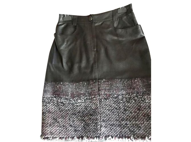 Chanel Skirt Multiple colors Leather Tweed  ref.49627