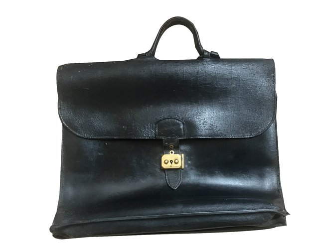 Hermès Bags Briefcases Black Leather  ref.49666