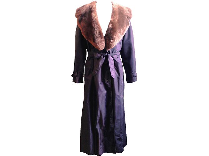 Autre Marque Gabardina COMMA de nylon con cuello de visón marrón negro Castaño
