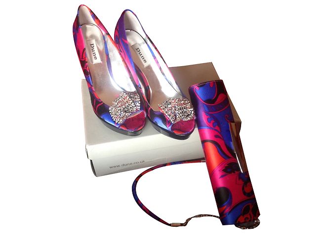 Dune Multicolour Satin Pumps and Pouch Set Size 39 Multiple colors