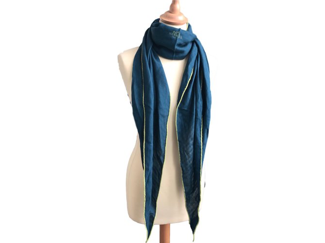 Hermès Men Scarves Blue Cashmere  ref.49858