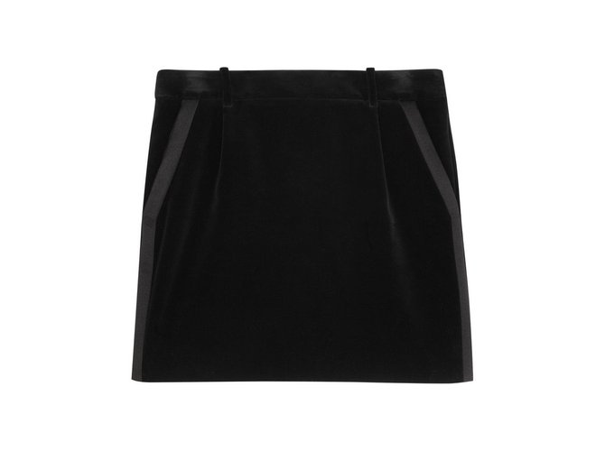 Minifalda de esmoquin con terciopelo negra de Saint Laurent Negro  ref.49967