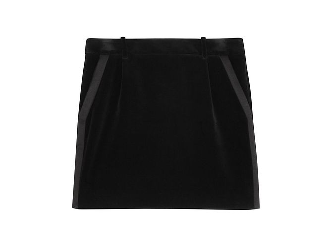 Schwarzer Samt-Smoking-Minirock von Saint Laurent