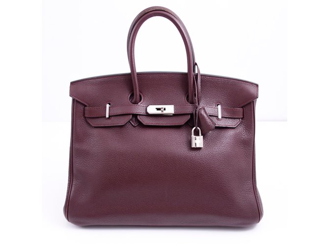 Birkin Hermès Handbag Dark red Leather  ref.36147