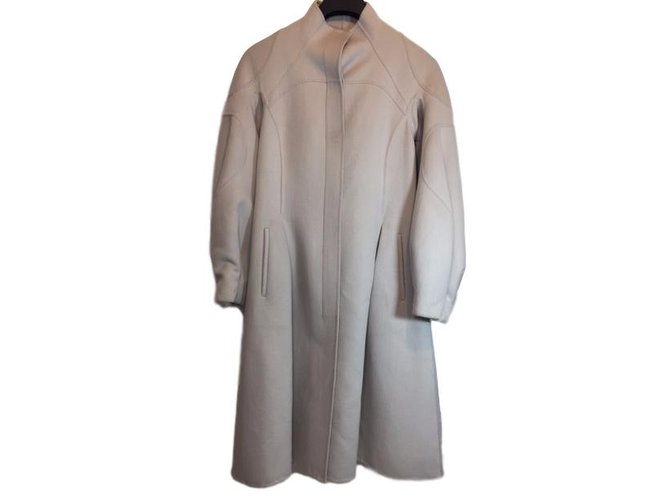Céline Coat White Grey Cashmere Wool  ref.49969
