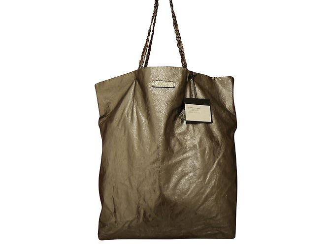 Borsa tote Lanvin in pelle d'agnello argento