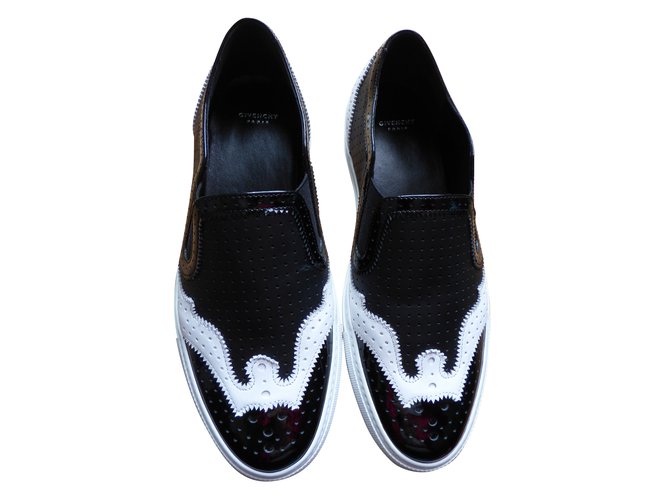 Givenchy zapatillas Negro Blanco Cuero Sintético Charol  ref.50002