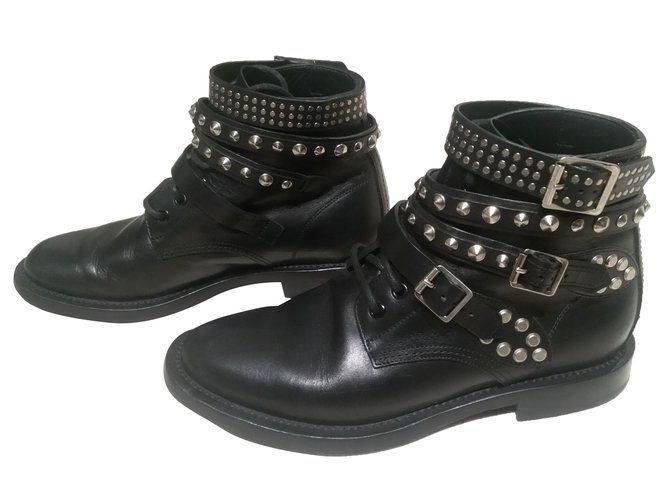 Yves Saint Laurent Boots Black Leather  ref.50101
