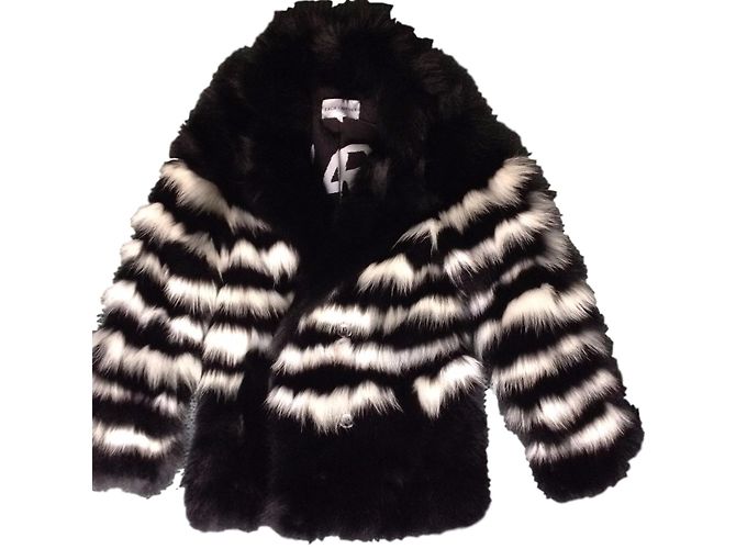 Each X Other Jacket in black fox and white stripes