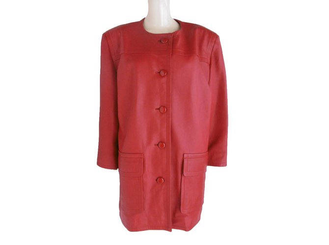 Givenchy Manteau cuir Cuir d'agneau Rouge  ref.50162