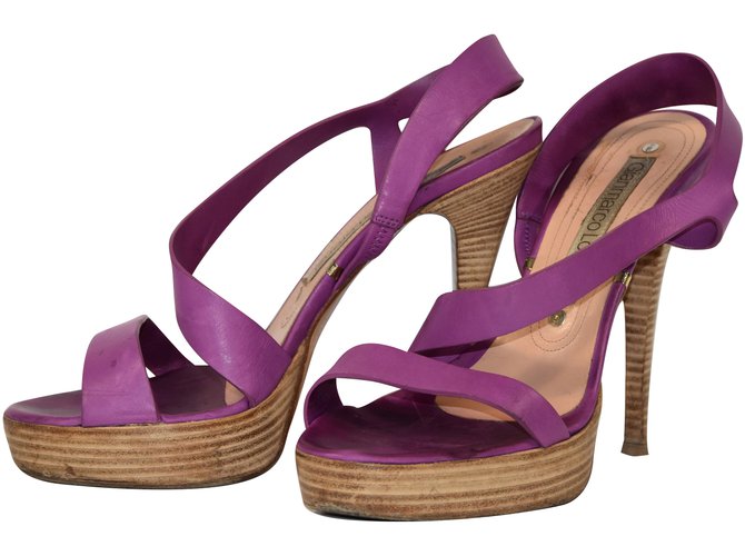 Gianmarco Lorenzi Sandals Purple Leather  ref.50173