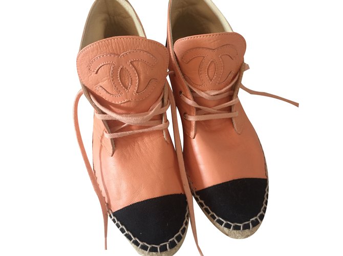 Chanel Flats Pink Leather  ref.50229