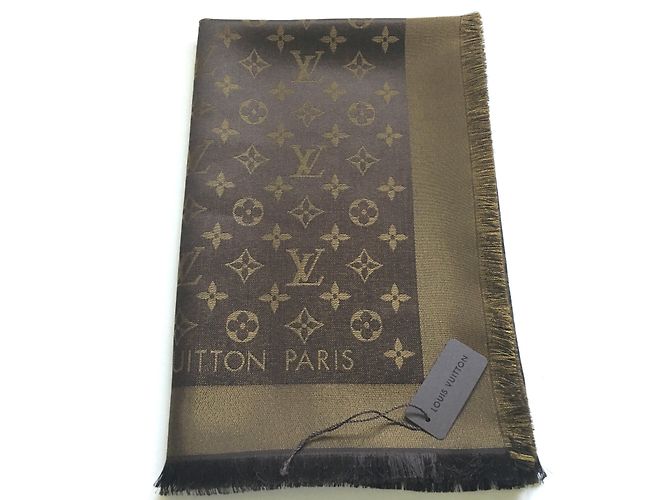 Louis Vuitton Sciarpa classica Monogram Marrone Seta