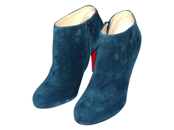 Christian Louboutin Ankle Boots Blue Leather Deerskin  ref.50371