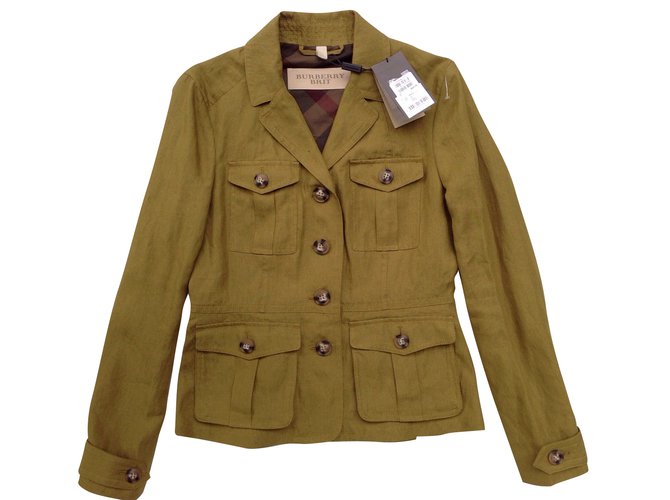Burberry Jacket Green Linen  ref.50426