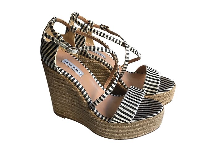 Tabitha Simmons Jenny Espadrilles Black Eggshell