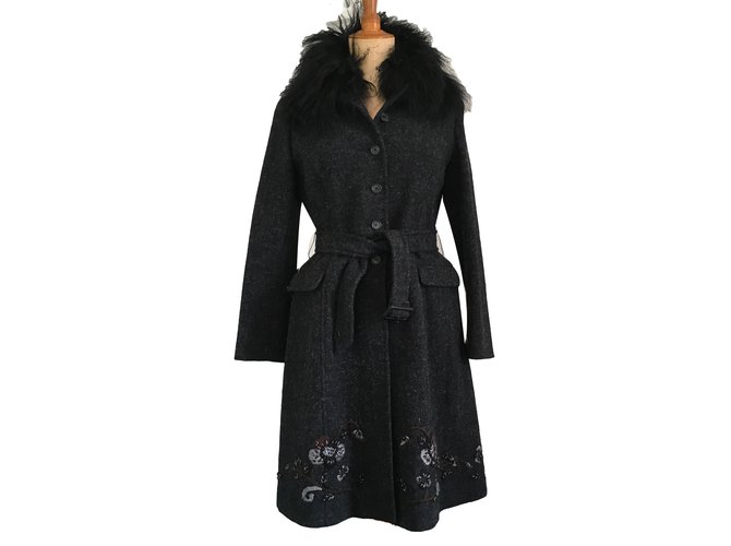 Miu Miu Coats, Outerwear Dark grey Wool  ref.50460