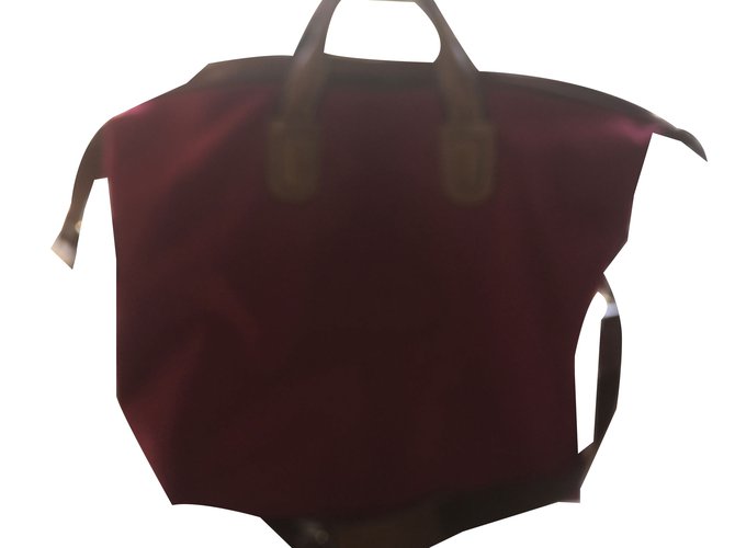 Lancel Travel bag Dark red Cloth  ref.50466