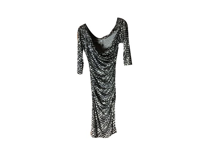 Diane Von Furstenberg Seidenkleid drapierte Jersey Schwarz Weiß