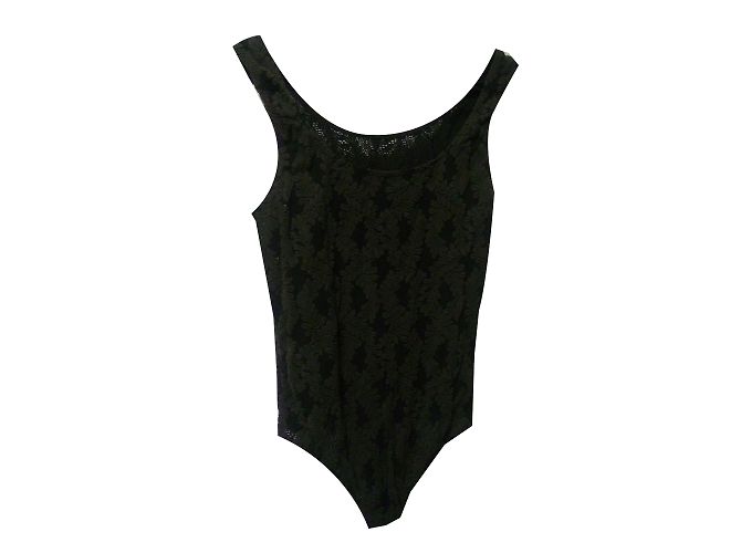 Wolford Black Strapless Bodysuit with Leaf Relief Effect