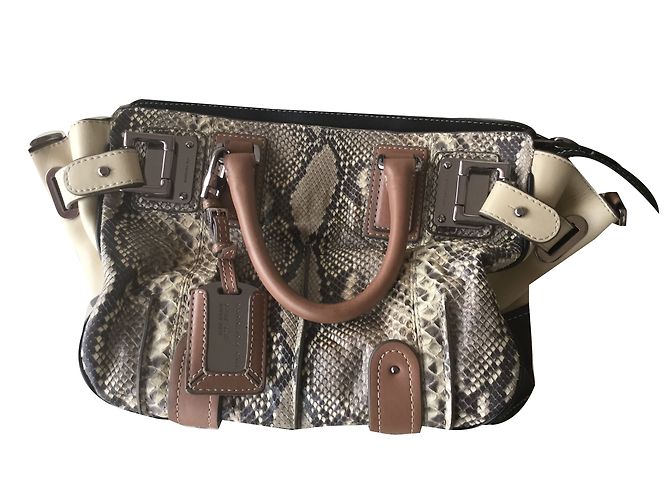 Barbara Bui Handtasche aus Python und Leder Braun