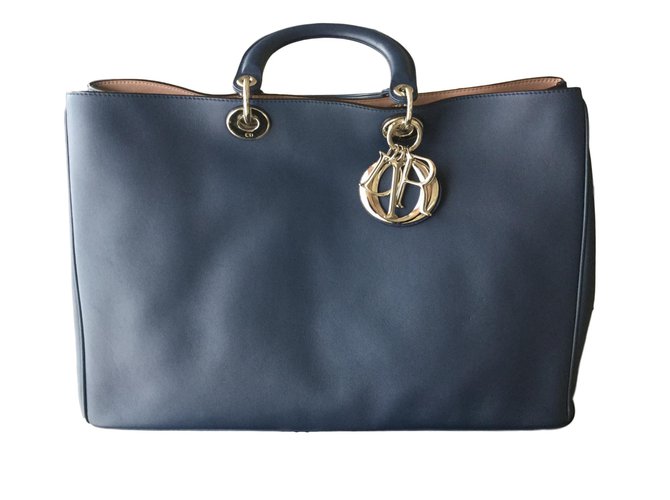 Dior Bolsas Azul Couro  ref.50551