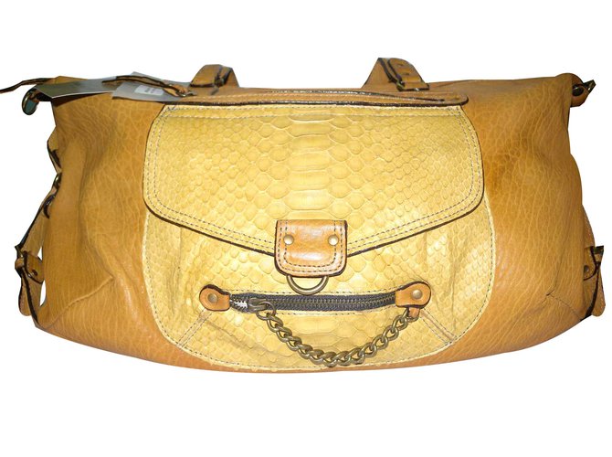 Abaco Totes Mustard Leather Python  ref.50576