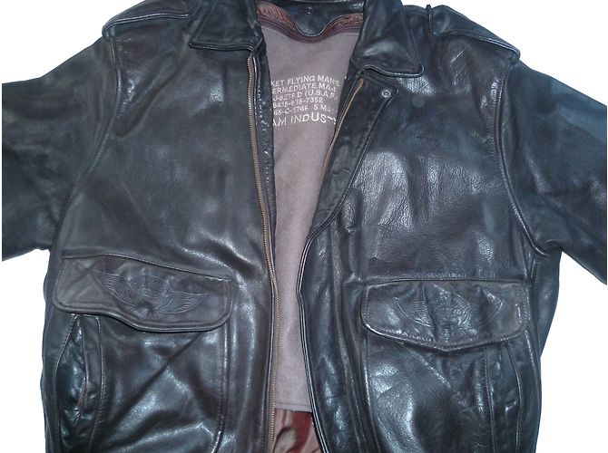 Autre Marque Giacca Bomber Mac William American Squadron in pelle marrone scuro